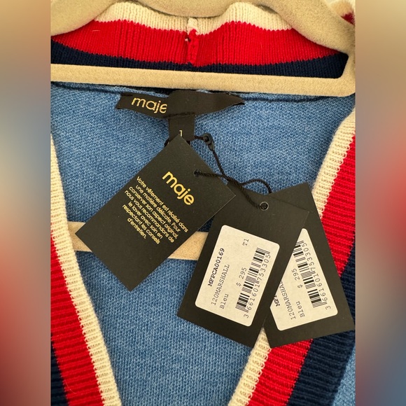 Maje Vest - light blue/blue/red/white with gold buttons. New! Size 1 - Women - Picture 3 of 10